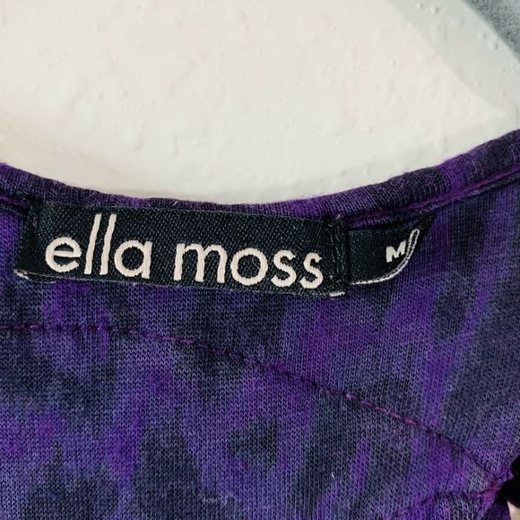Ella Moss Purple Leopard Animal T Strap Blouse - Picture 2 of 5